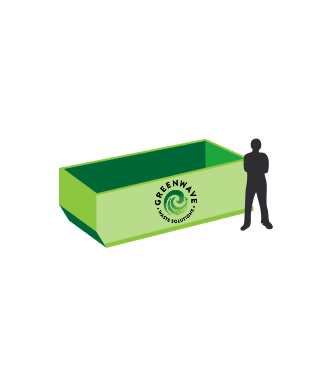 A silhouette of a man standing next to a green dumpster with the number 10 on it.