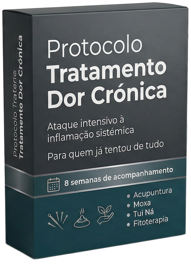 Box para tratamento de dor crônica. Gray e teal, texto diz 
