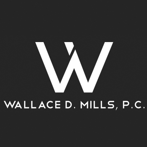 Wallace d. mills p.c. logo on a black background