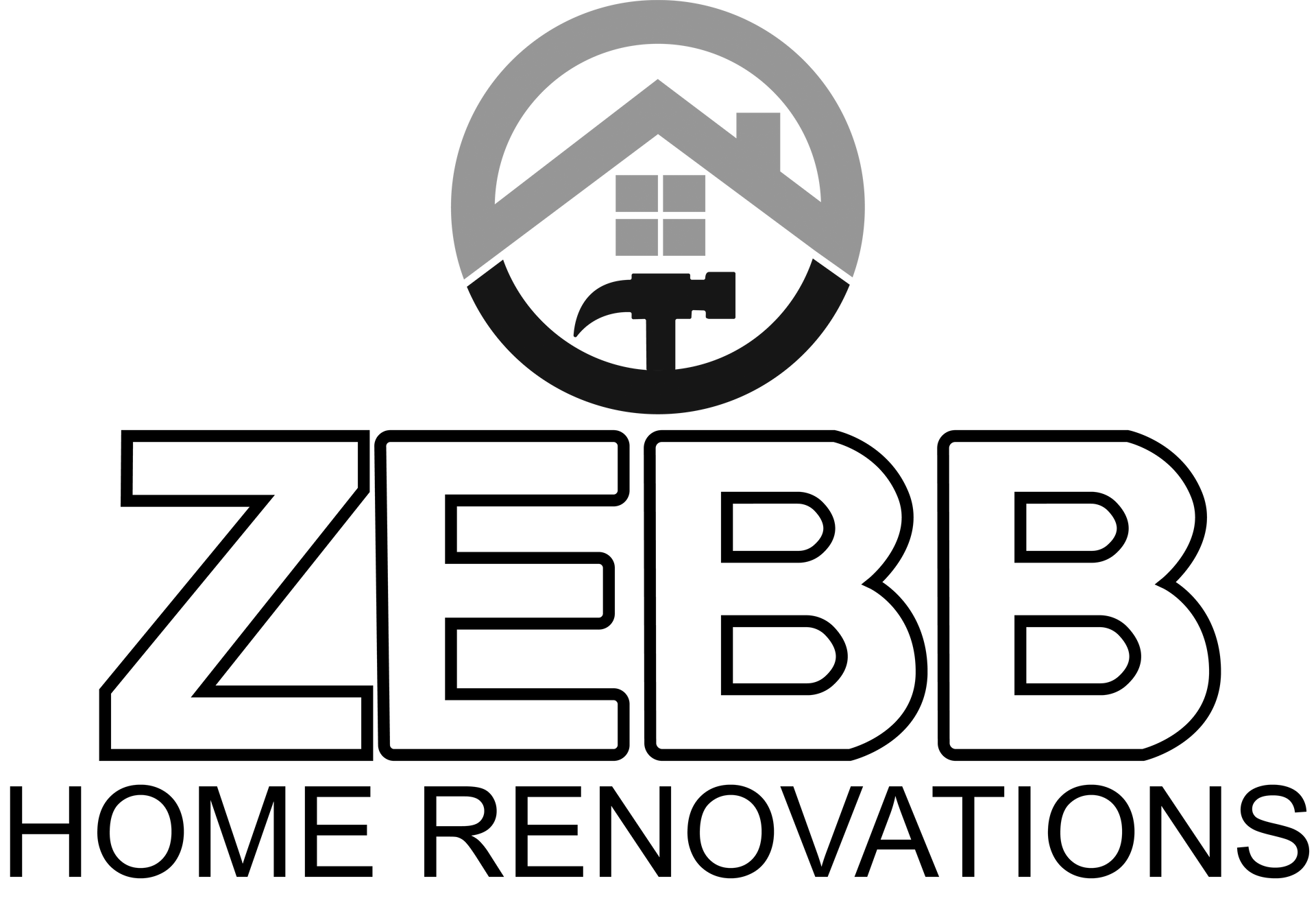 A black and white logo for zebb home renovations