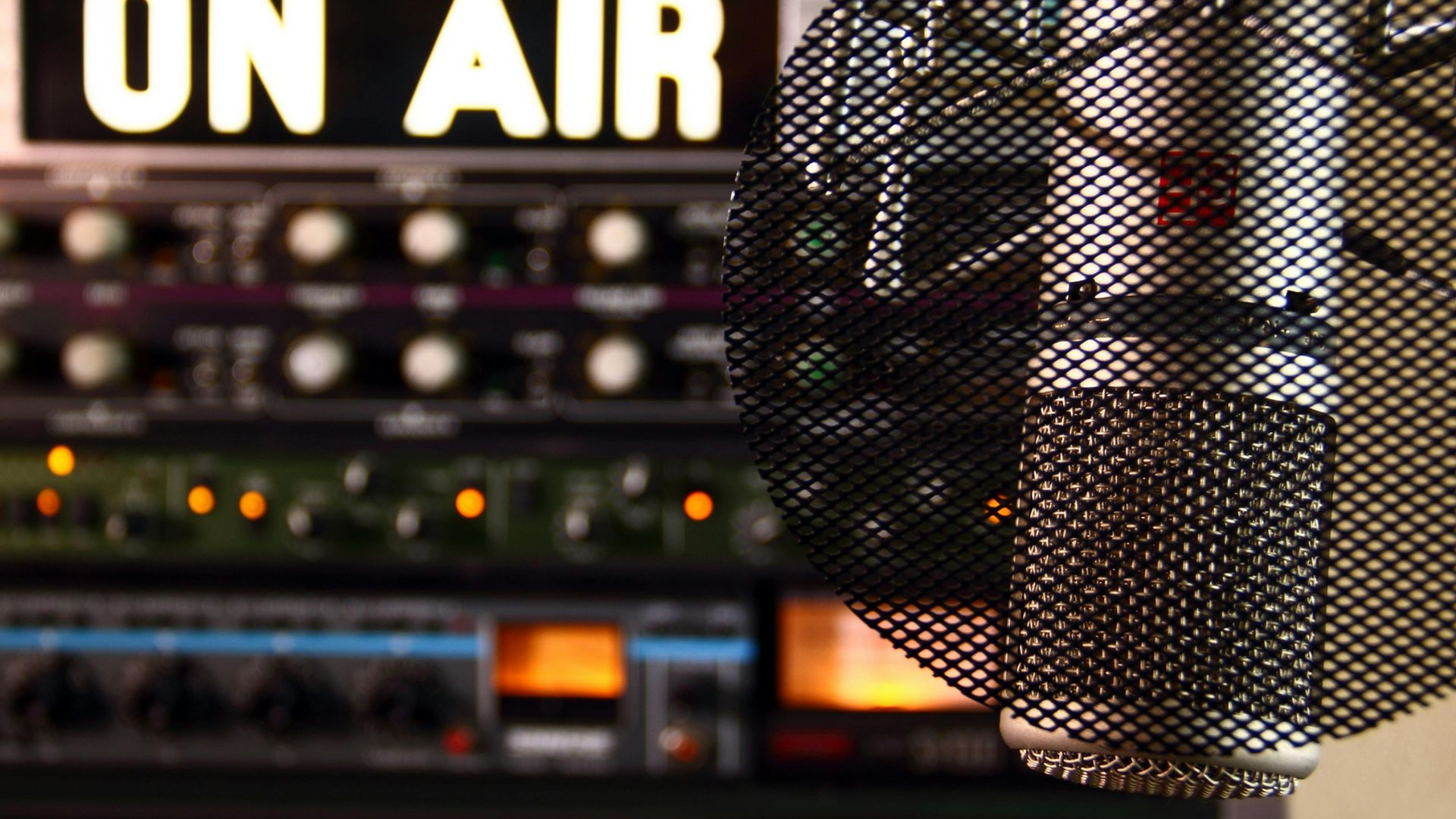 Close-up of microphone with 