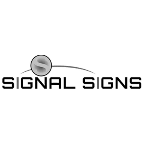 A black and white logo for signal signs llc