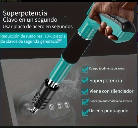 Maletín de herramientas negro abierto con una pistola de calafateo roja, tubos y accesorios en su interior.