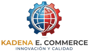 KADENA E.COMMERCE logo with blue-red globe gear icon and tagline “INNOVACIÓN Y CALIDAD”