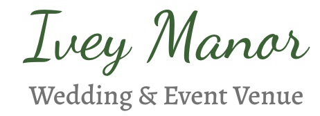 Logo for Ivey Manor Wedding & Event Venue, with dark green script and gray text below.