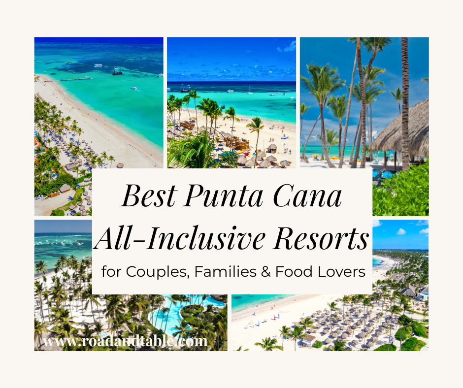 Aerial view of a tropical beach with palm trees, white sand, and turquoise water in Punta Cana
