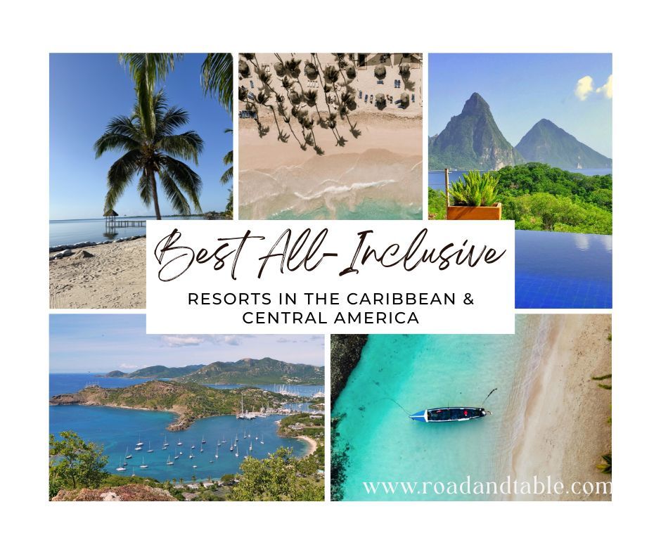 Collage of Caribbean resort scenes with text