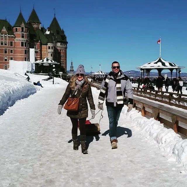 couple walking in snow