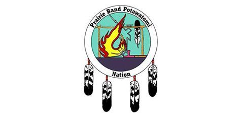 Seal of the Prairie Band Potawatomi Nation: a circle with fire and feathers, surrounded by the words "Prairie Band Potawatomi Nation."