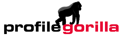 A logo for profile gorilla with a gorilla on it