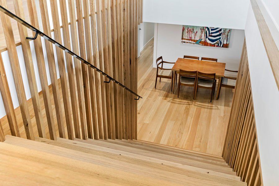 Staircase And Dining Table — Rye, VIC — Quin Wyatt Building Designers