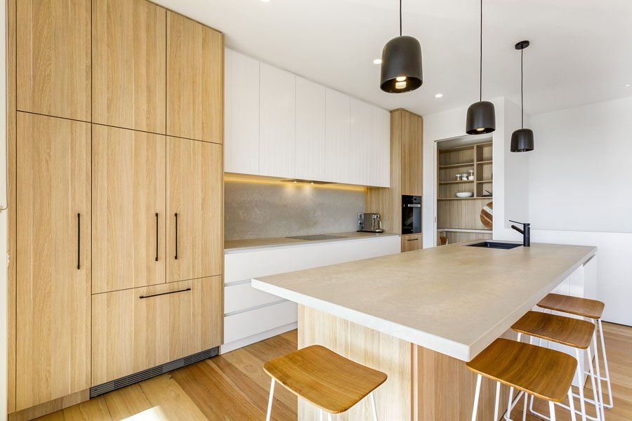 Wooden Theme Kitchen — Rye, VIC — Quin Wyatt Building Designers