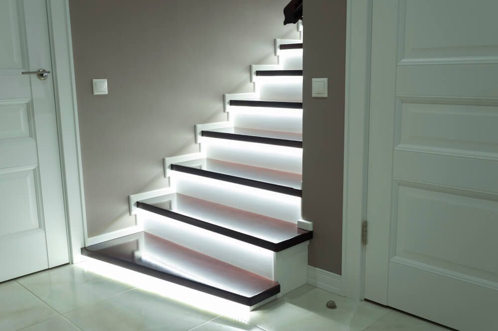 Modern Stairs With LED Backlighting — Electrical Services in Walcha, NSW