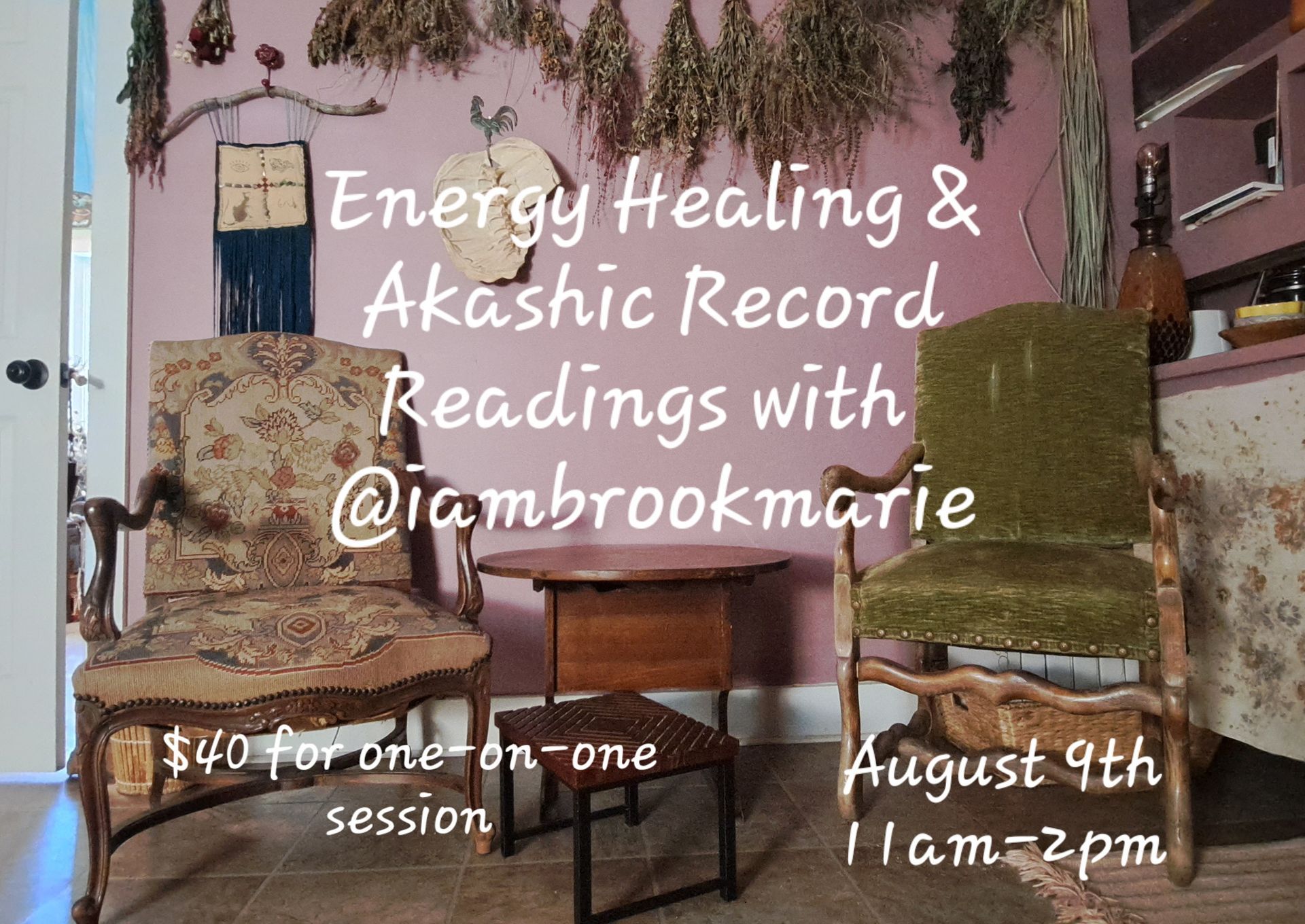 An advertisement for energy healing and akashic record readings