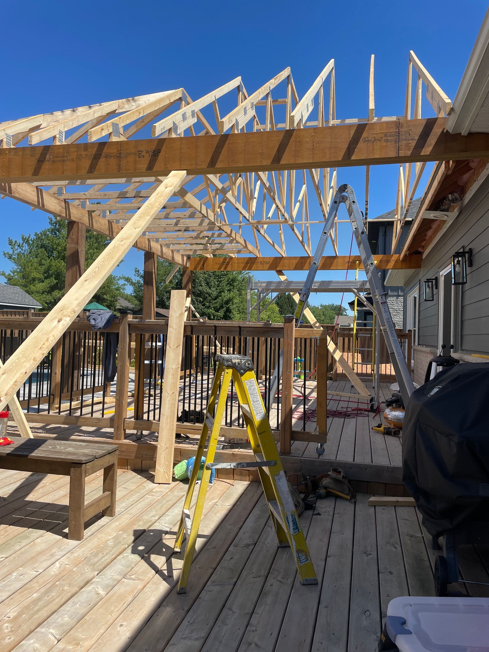during covered porch construction from Baird Construction