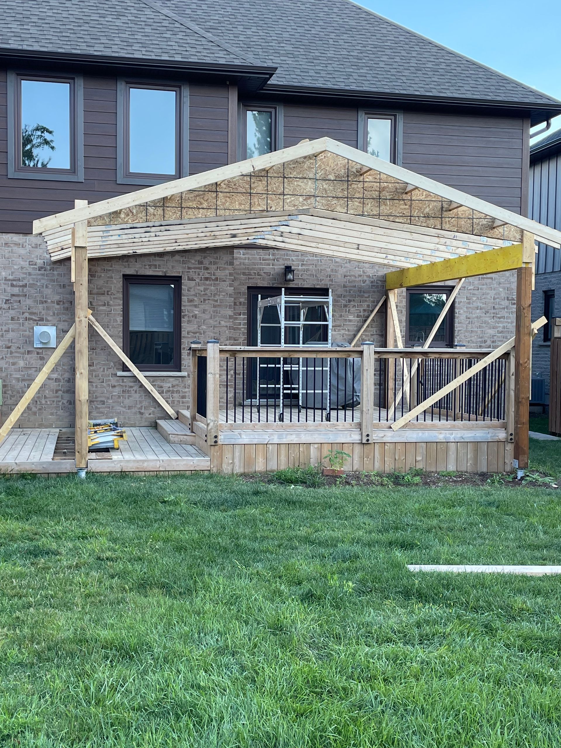 during covered porch construction from Baird Construction
