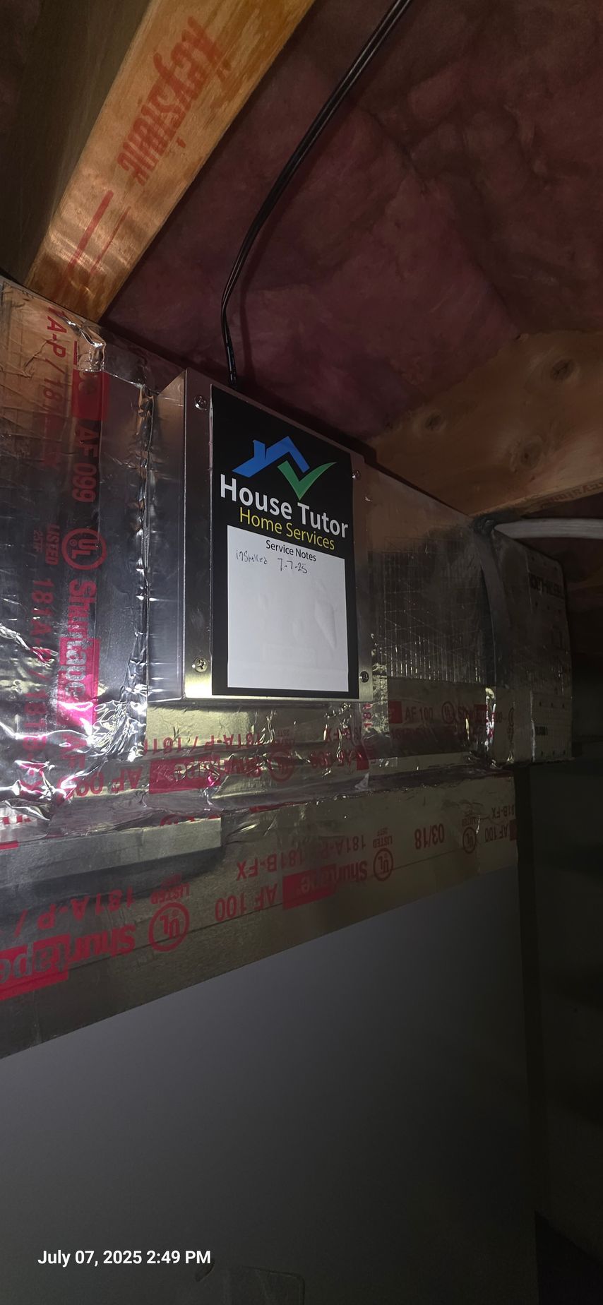 A duct inspection access panel labeled 