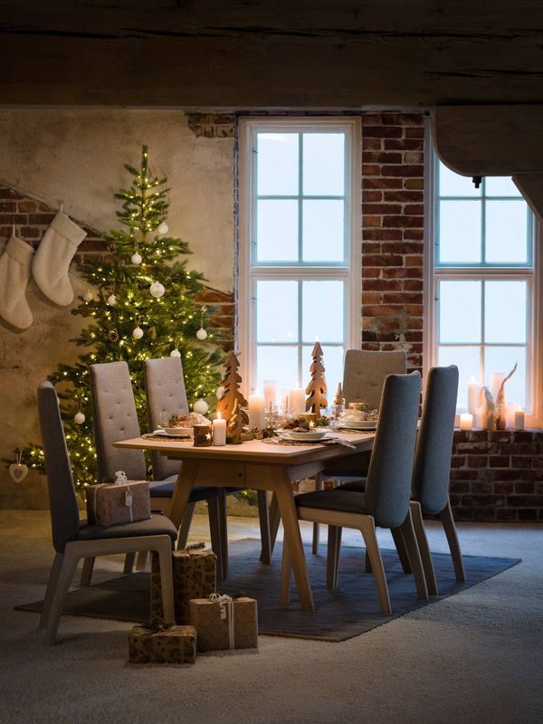 Christmas Dining Room With Decorated Tree — Hastings Specialty Furniture In Port Macquarie, NSW