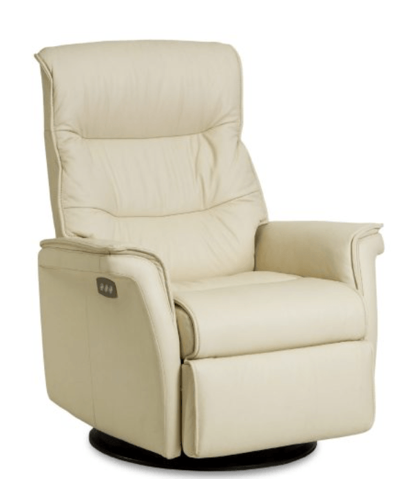 Cream-colored Leather Recliner Chair With a Swivel Base — Hastings Specialty Furniture In Port Macquarie, NSW