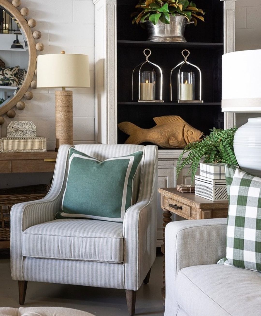 Cozy Living Room With Striped Armchair — Hastings Specialty Furniture In Port Macquarie, NSW
