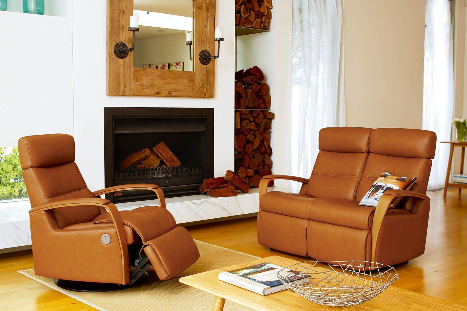 Two Brown Leather Recliners in a Living Room — Hastings Specialty Furniture In Port Macquarie, NSW
