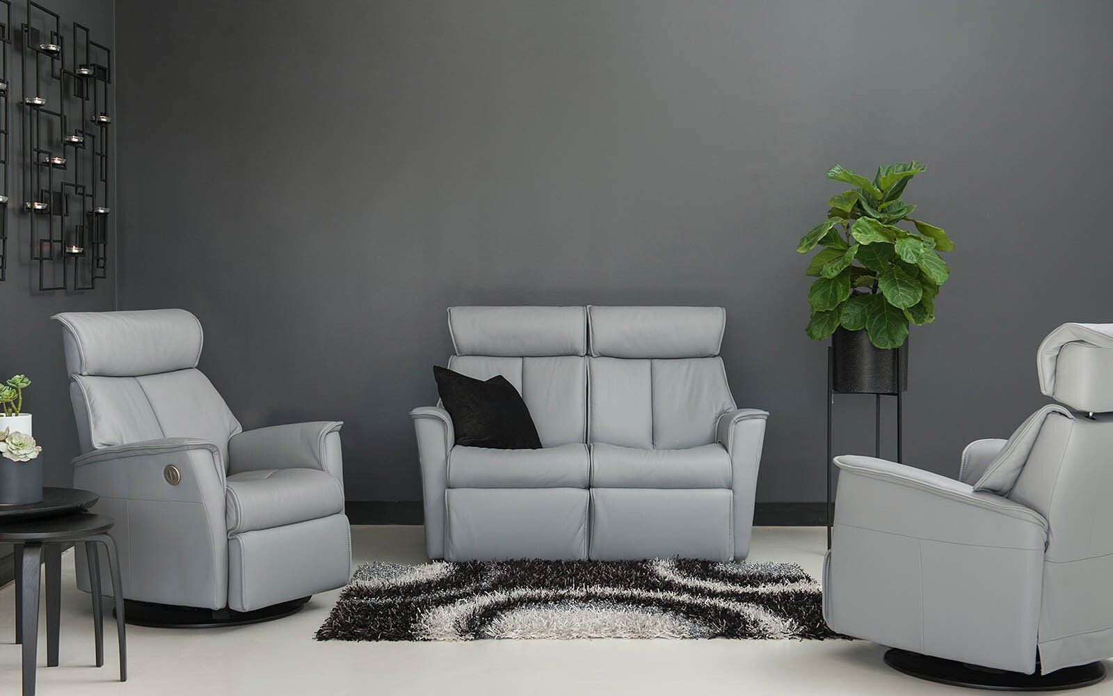 Living Room With Grey Reclining Furniture — Hastings Specialty Furniture In Port Macquarie, NSW