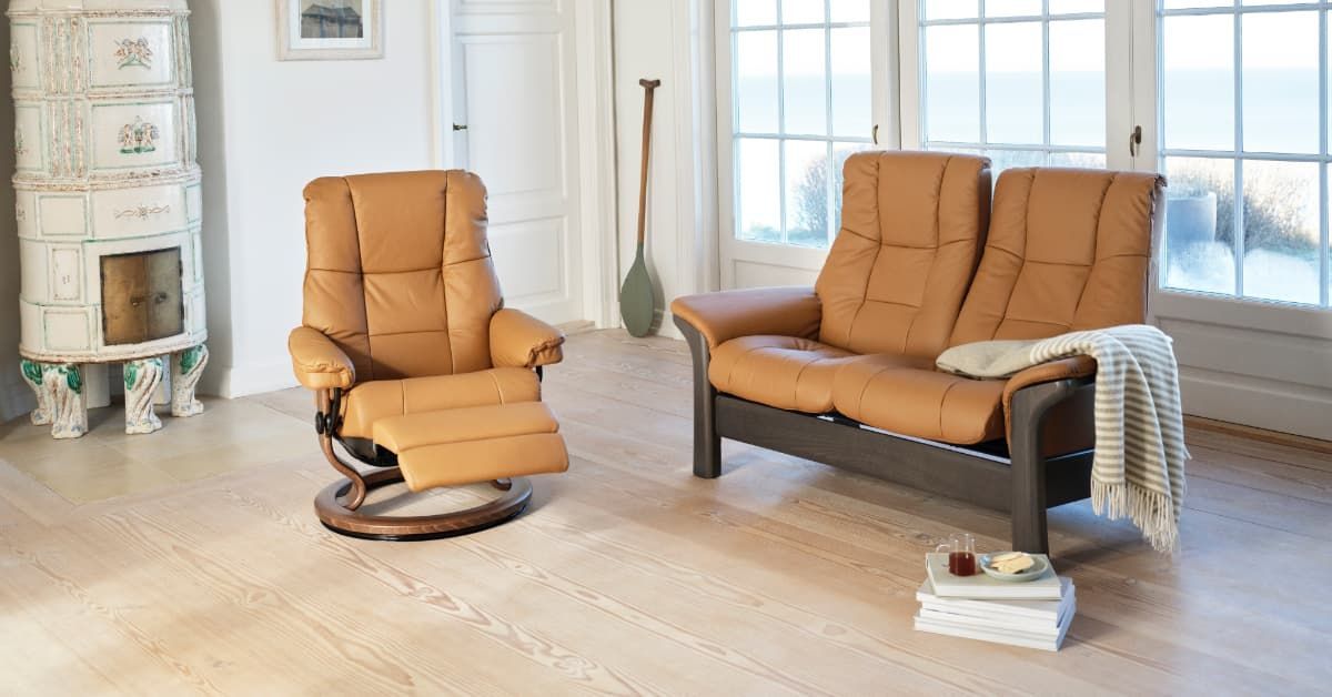 A Brown Leather Recliner and Loveseat — Hastings Specialty Furniture In Port Macquarie, NSW