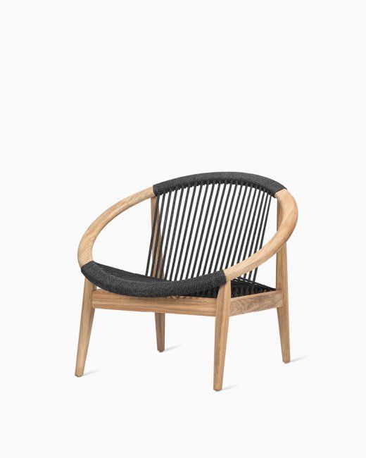 Wooden Armchair With Black Woven Back and Seat — Hastings Specialty Furniture In Port Macquarie, NSW