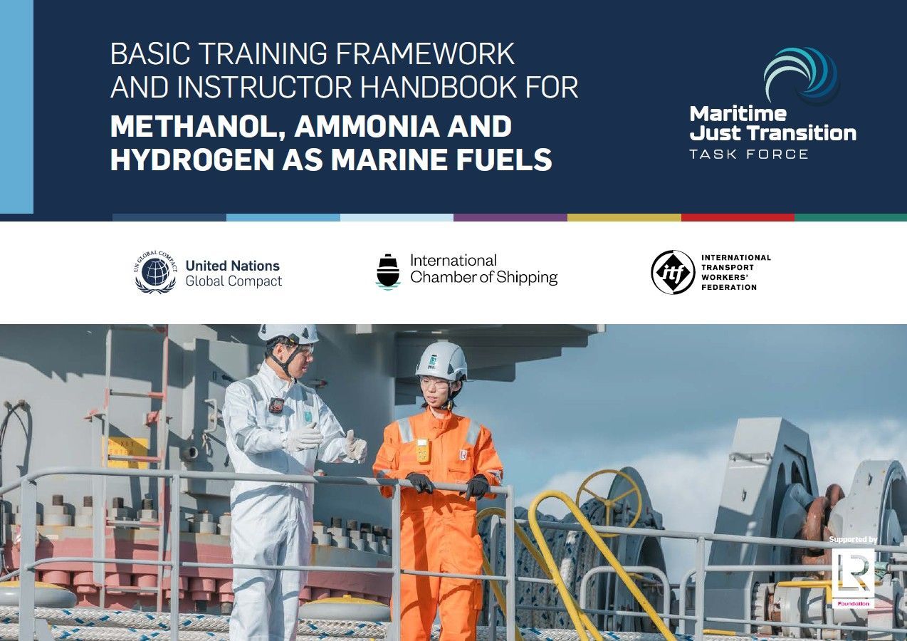 Handbook cover: Crew members on ship deck; title