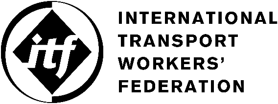 Logo of the International Transport Workers' Federation: a black diamond inside a circle with the letters 