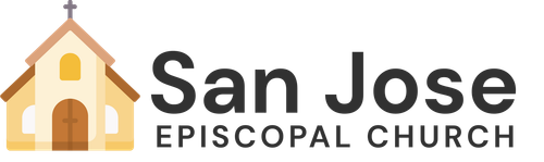 Logo of San Jose Episcopal Church, featuring a church icon and text.
