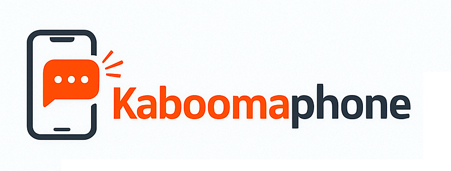 A logo for a company called kaboomasite on an orange background.