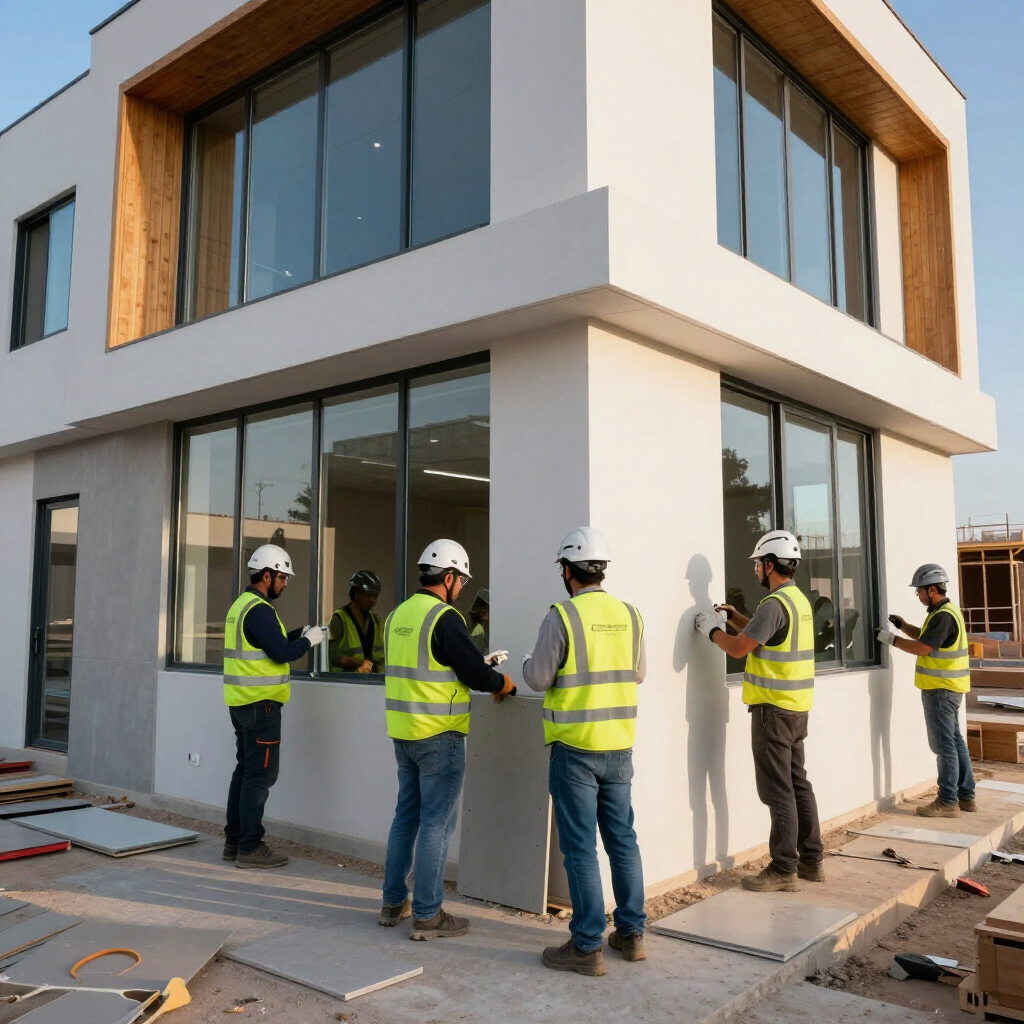Equipo de construcción trabajando