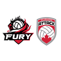 Two volleyball team logos: 