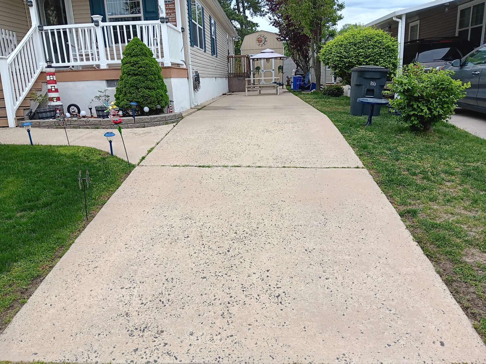 A clean concrete walkway.