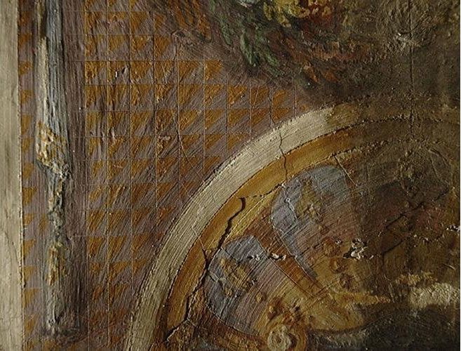 pittura su parete da restaurare