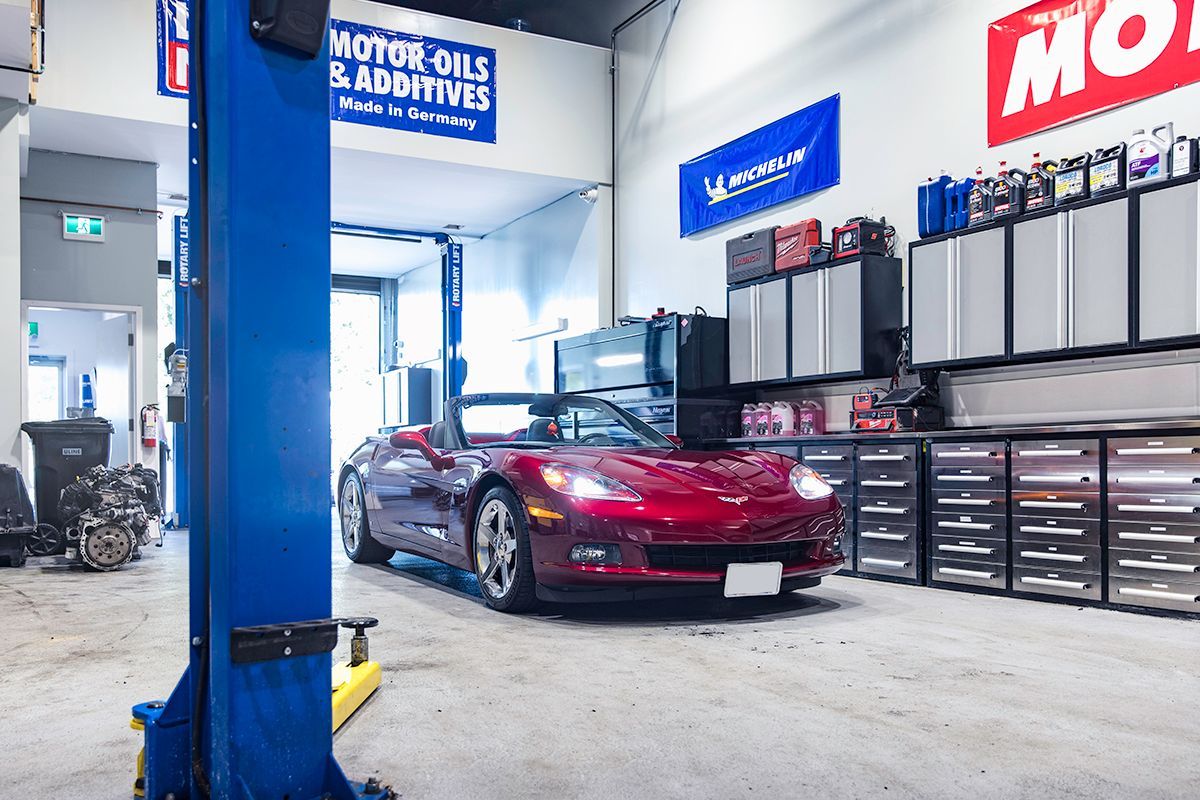 Red Sport Car being serviced | Bruno Automotive