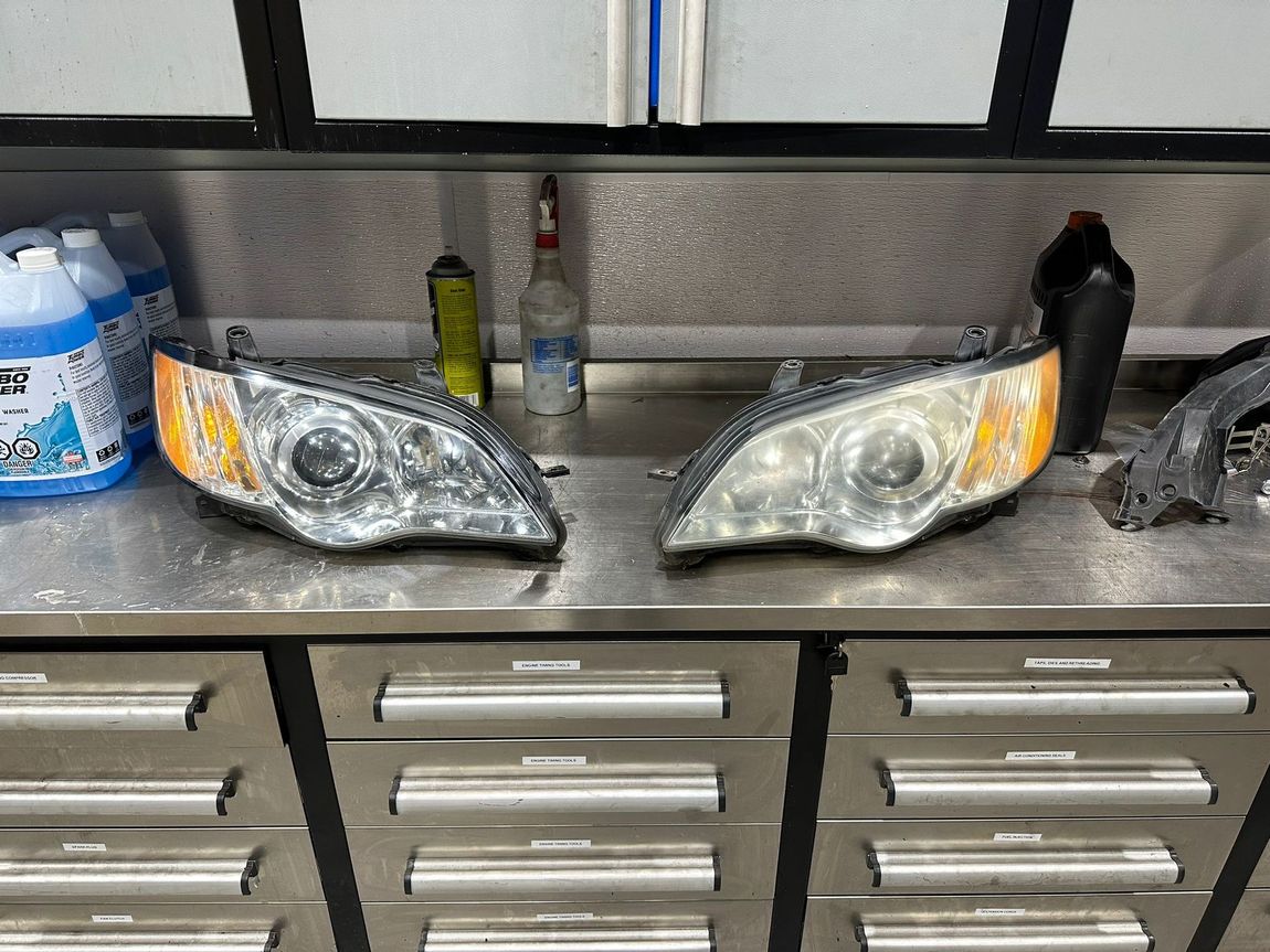 Car Headlights on Work Bench | Bruno Automotive