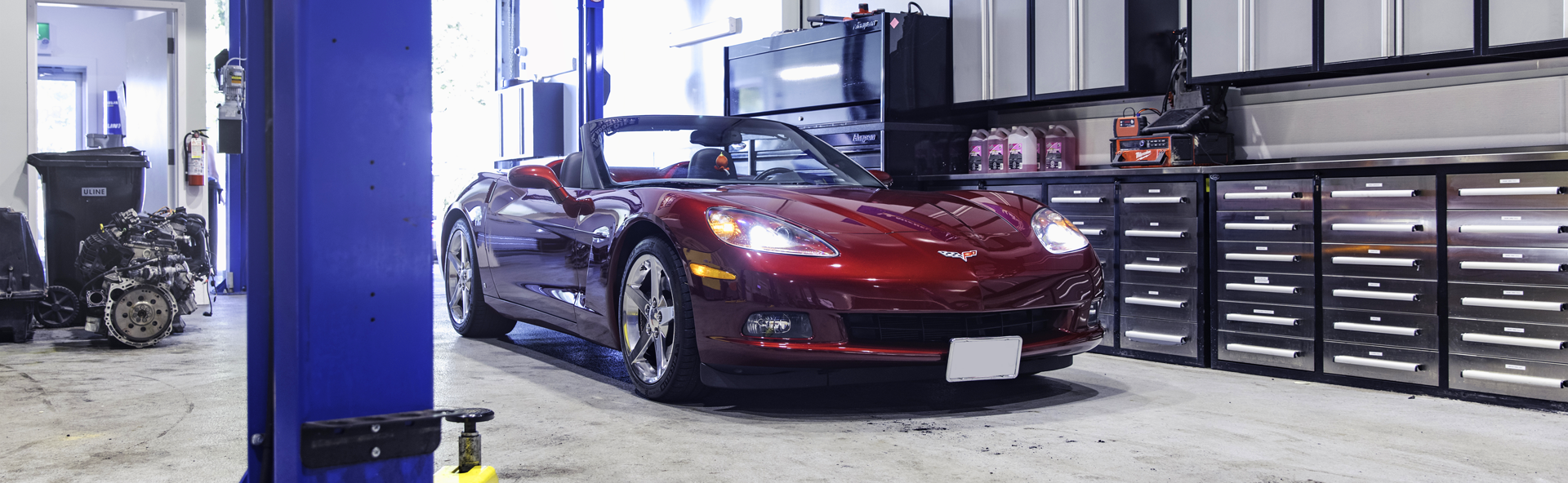 Red Sport Car being serviced | Bruno Automotive