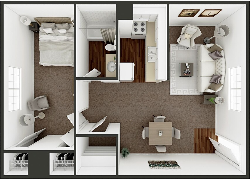 Floor Plan: 1 Bed · 1 Bath · 448 SQ. FT.