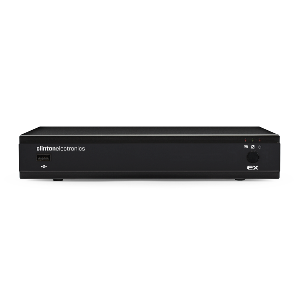 Black electronics box with a USB port, lights, and the 