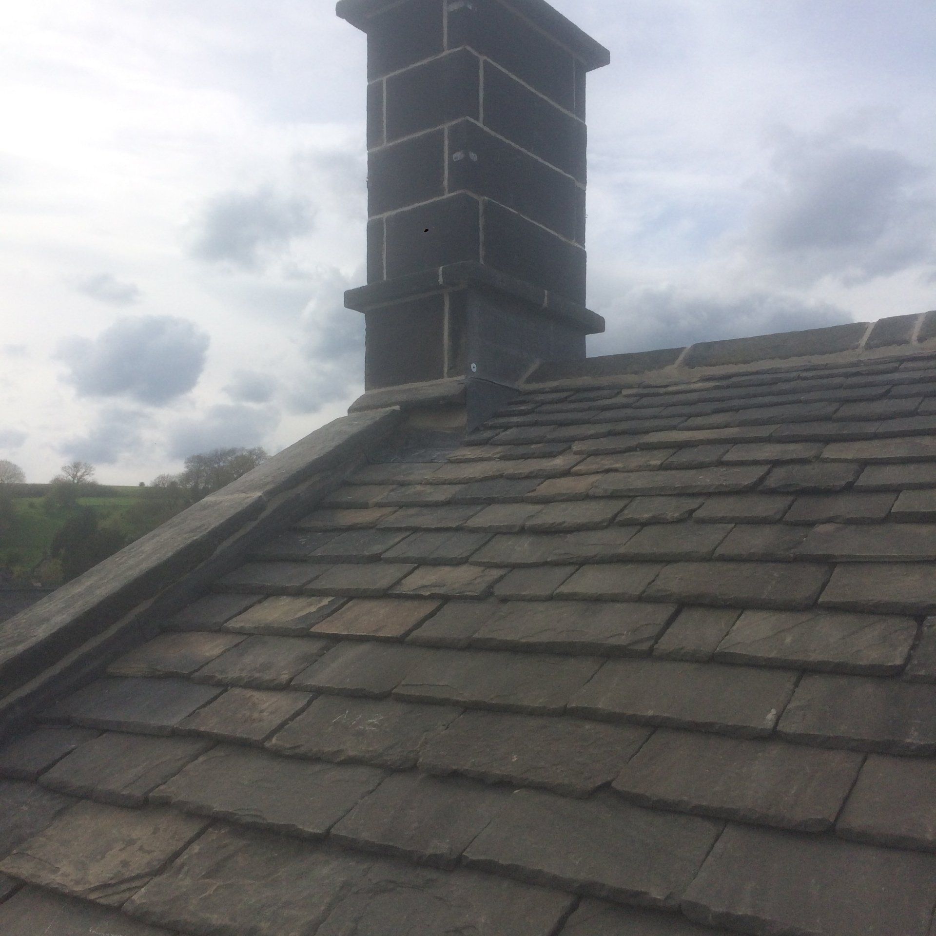 A roof with a chimney on top of it