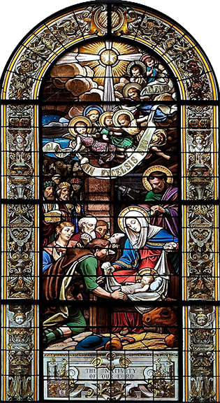 Picture of a stained glass nativity scene