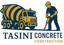 A logo for a company called Tasini Concrete Construction