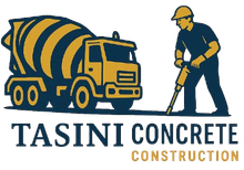A logo for a company called Tasini Concrete Construction