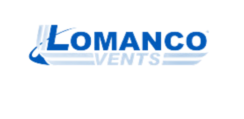 A blue and white logo for a company called lomanco events