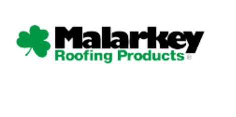 The logo for malarkey roofing products has a clover on it