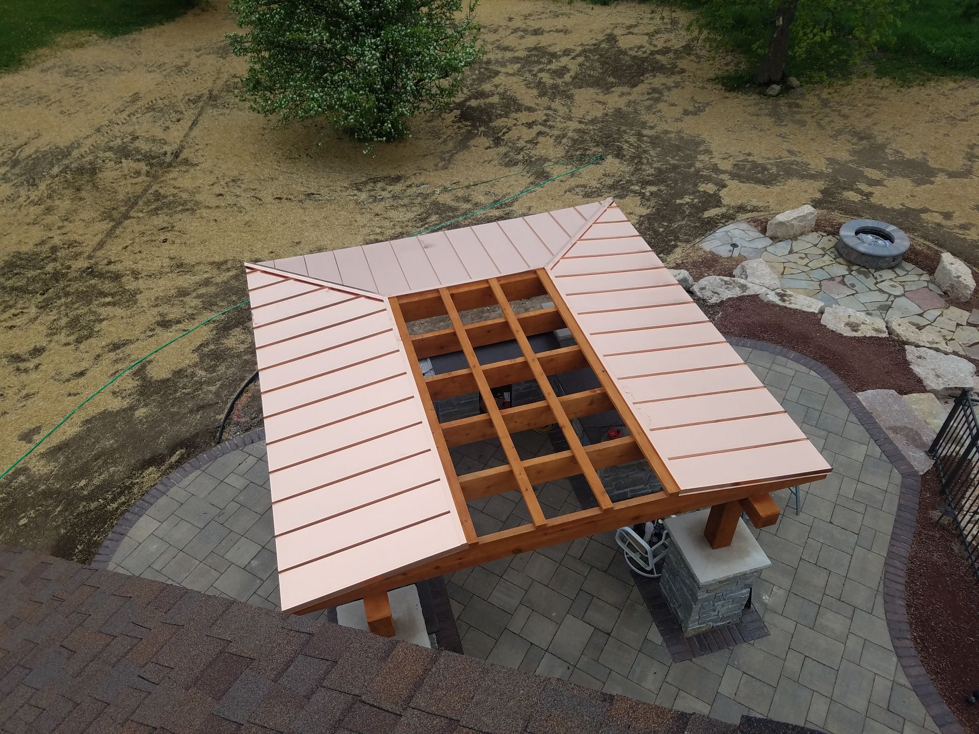 copper roof on a pergula