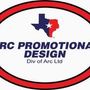 Logo for RC Promotional Design: Texas outline with star, blue and red, within a red and white oval.