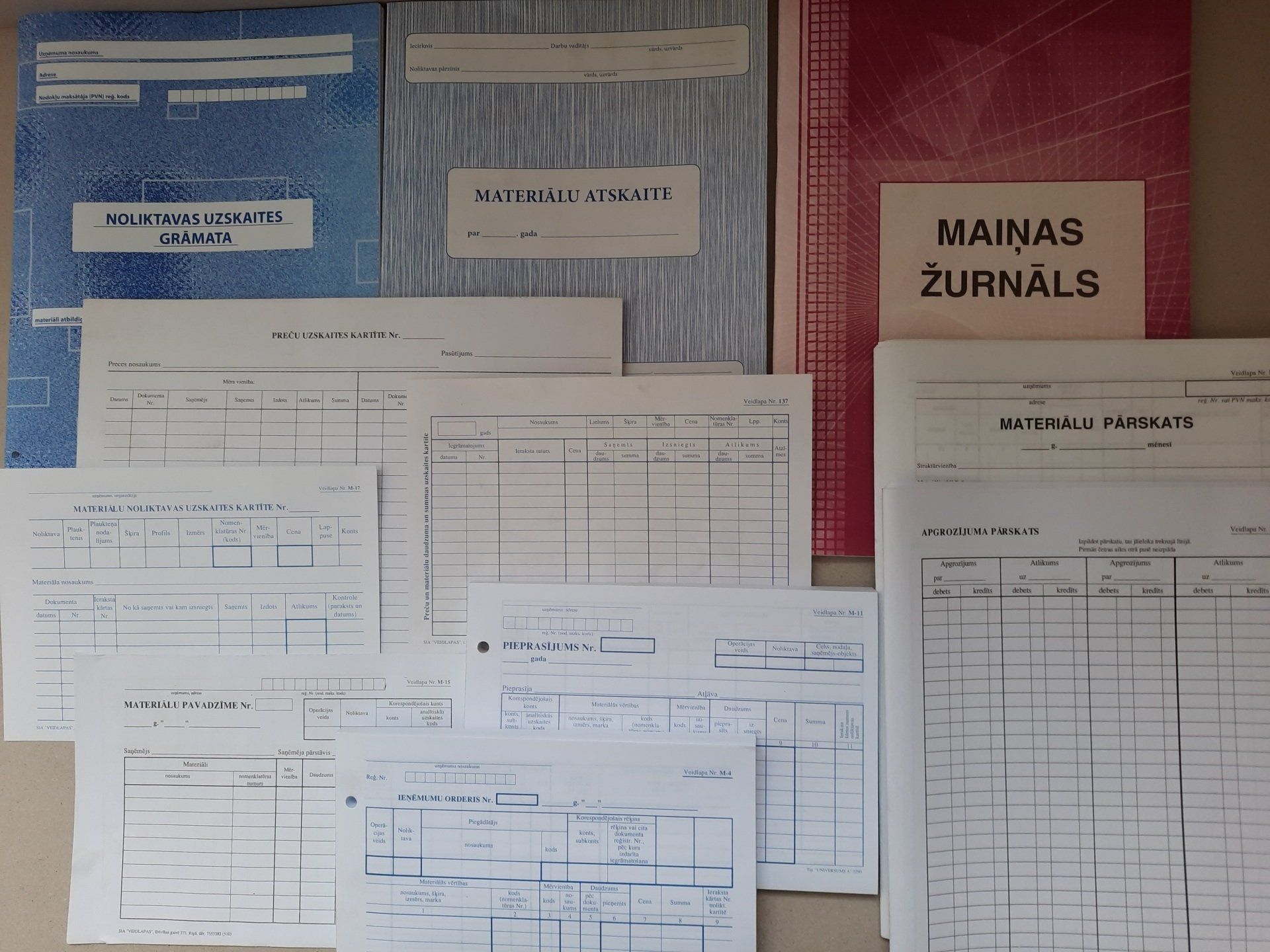 Specializētie žurnāl, veidlapas, Noliktavas un materiālo vērtību uzskaites veidlapas, noliktava, noliktavas uzskaite, noliktavas atskaite, preču daudzums